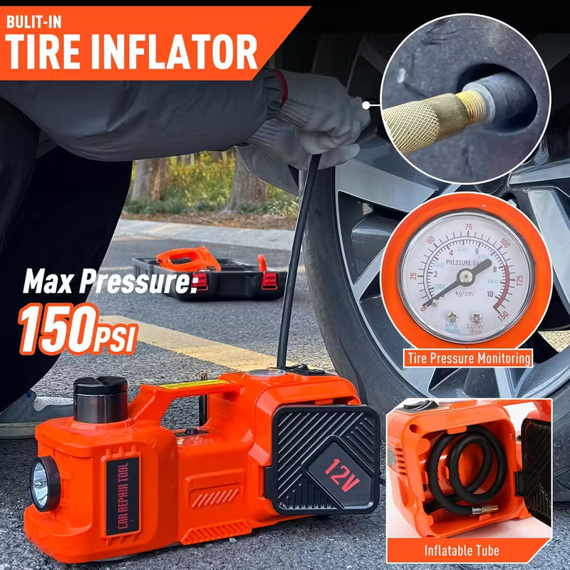 🚗 3-in-1 Electric Car Jack Kit – Lift, Inflate & Loosen in Seconds